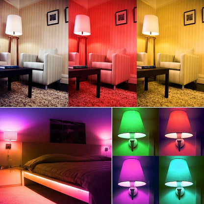 Stevvex E14 RGB+C+W LED candle bulb, 5W 400LM dimmable, C37 shape, 220V, eight-color collage on Tampa Home & Garden Store
