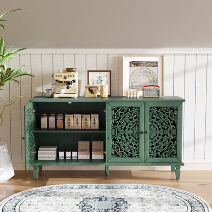 Antique buffet cabinet with floral carvings, green finish by HouseOfZazla on Tampa Home & Garden Store