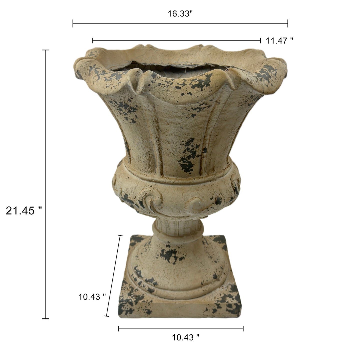 MGO Garden Planter antique white finish by HouseOfZazla with a weathered rustic look on Tampa Home & Garden Store