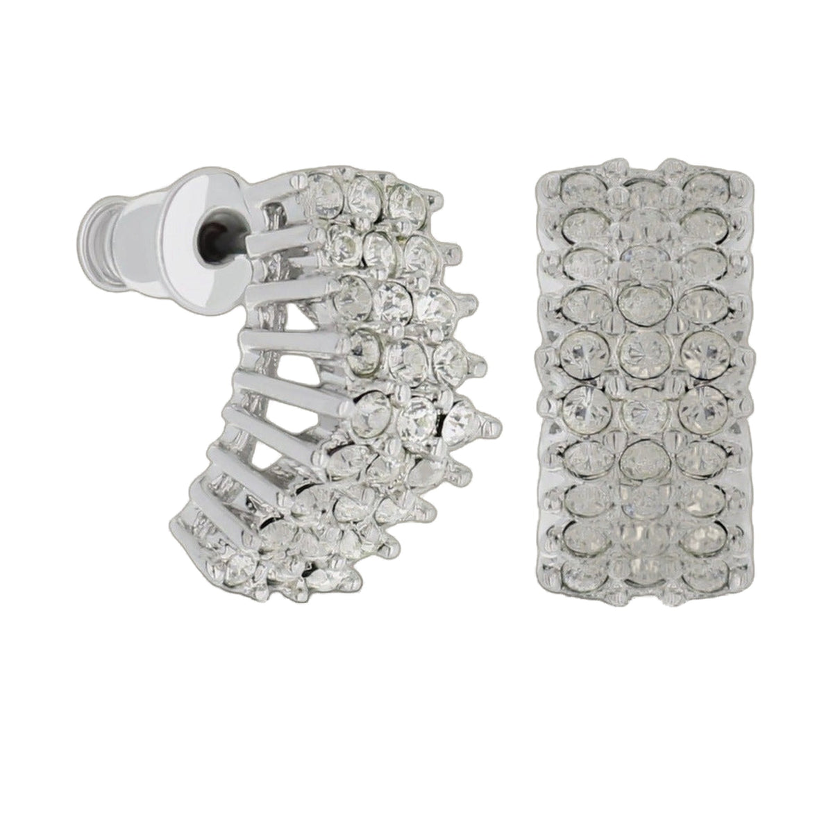 Pave CZ Design Earrings pair by Lauren G Adams in silver-tone with pavé cubic zirconia on Tampa Home & Garden Store