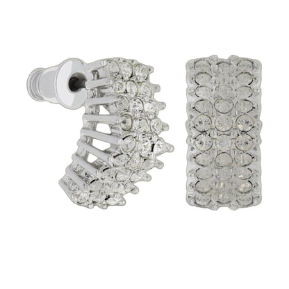 Pave CZ Design Earrings pair by Lauren G Adams in silver-tone with pavé cubic zirconia on Tampa Home & Garden Store