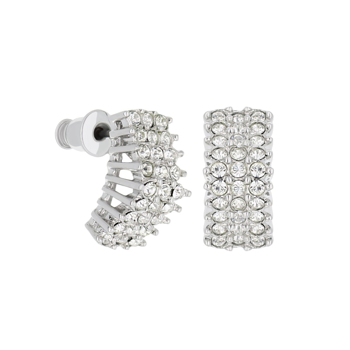 Pave Cz Design Earring pair by Lauren G Adams, silver-tone cuff with pavé crystals on Tampa Home & Garden Store