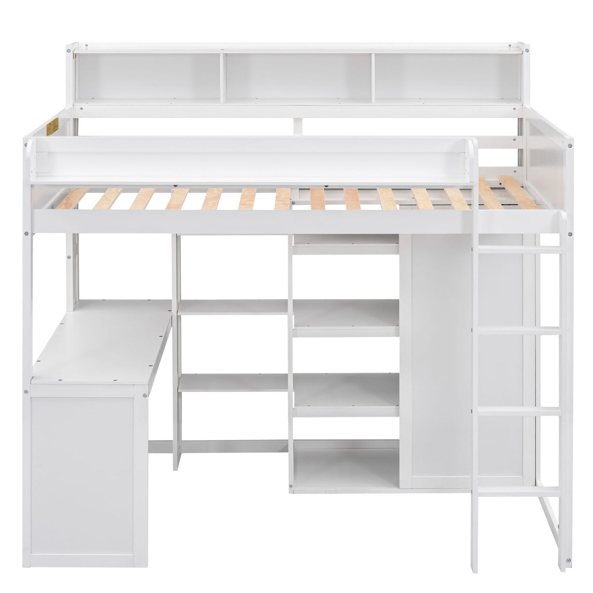 Loft bed frame by HouseOfZazla with built-in desk, wardrobe and storage shelves on Tampa Home & Garden Store