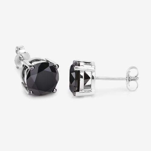 4.25 Carat genuine black diamond stud earrings pair in 14K white gold, Bids.com on Tampa Home & Garden Store