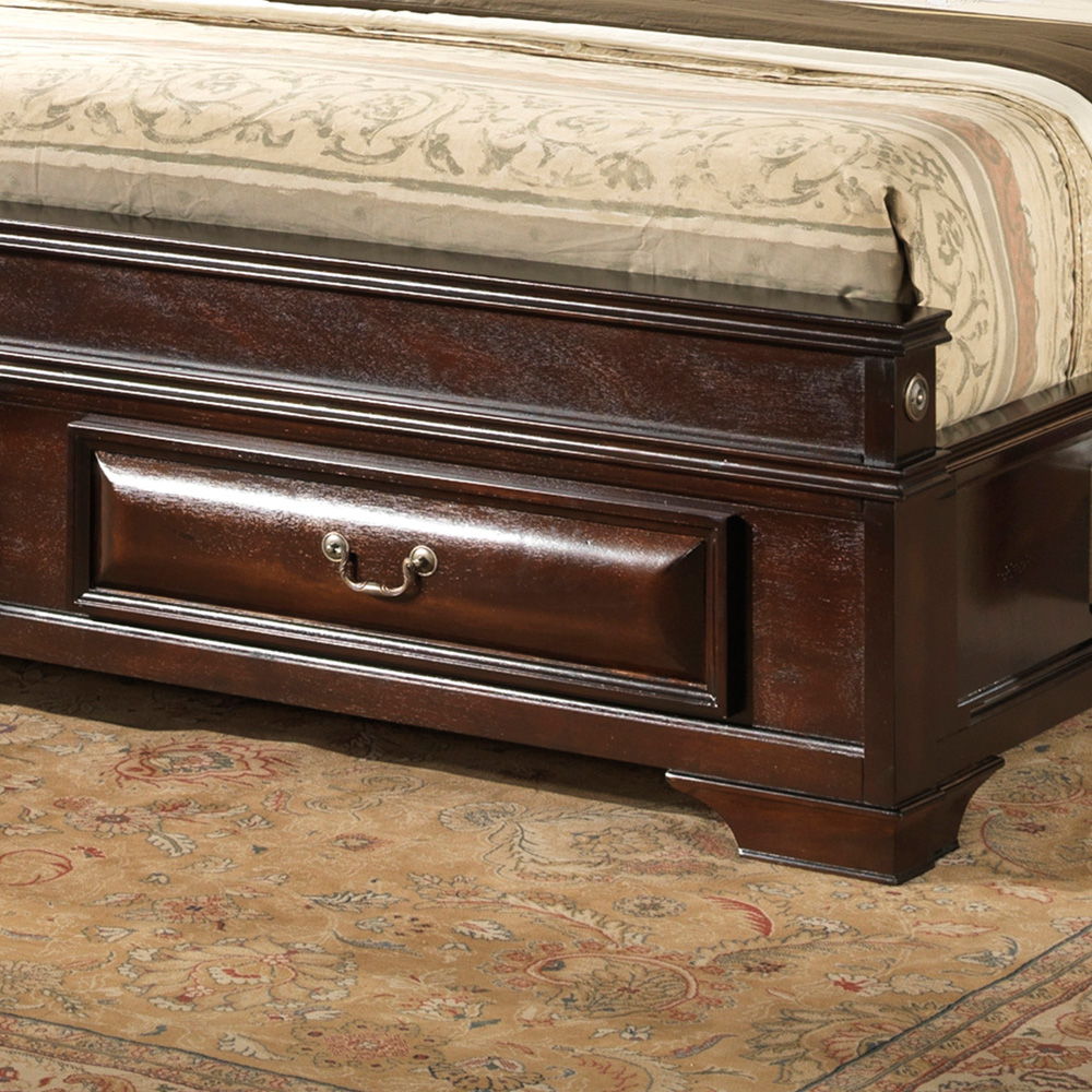Lavita storage bed by HouseOfZazla in dark brown wood with a wide front storage drawer on Tampa Home & Garden Store