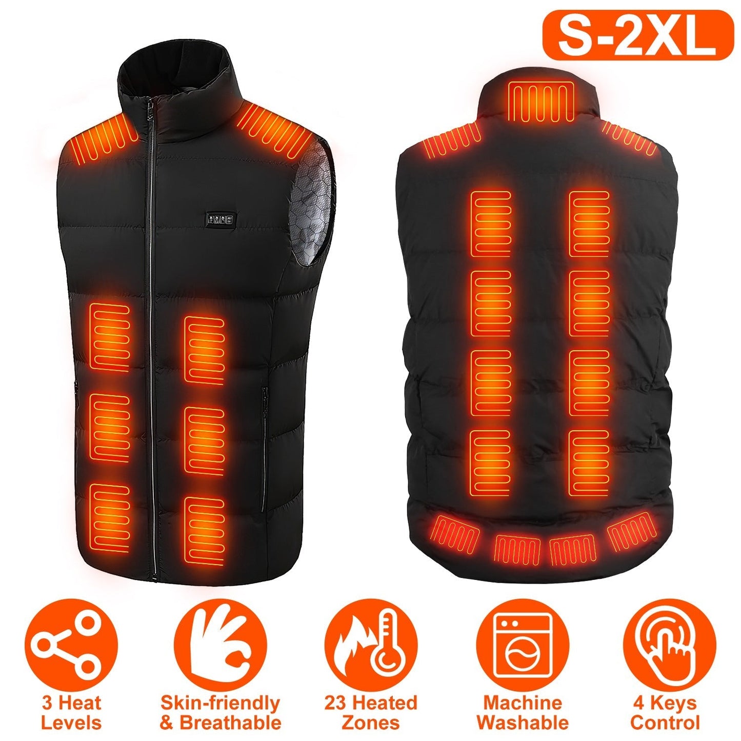 GemGear heated vest for men and women, black puffer with 23 heating zones and 3 heat levels on Tampa Home & Garden Store