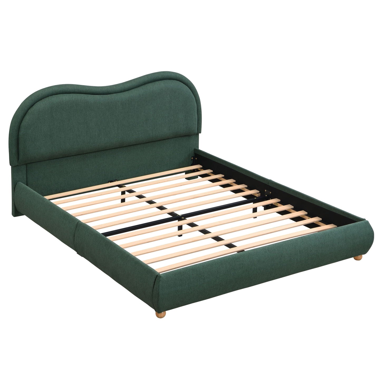 Upholstered Platform Bed with Curved Headboard