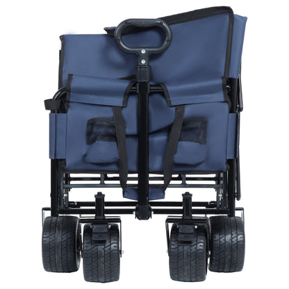 3-in-1 Convertible Folding Wagon Cart blue with bench and storage 6-wheel HouseOfZazla on Tampa Home & Garden Store