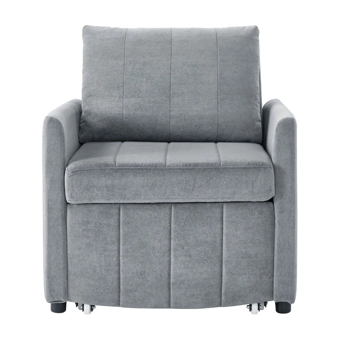 Upholstered convertible sleeper futon chair gray fabric with 5-position backrest on Tampa Home & Garden Store