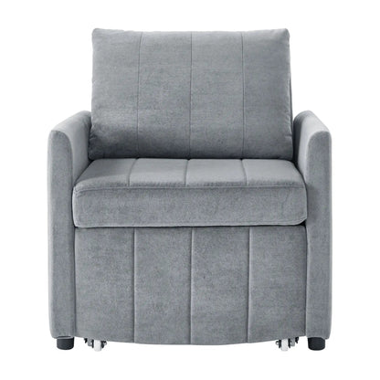 Upholstered convertible sleeper futon chair gray fabric with 5-position backrest on Tampa Home & Garden Store