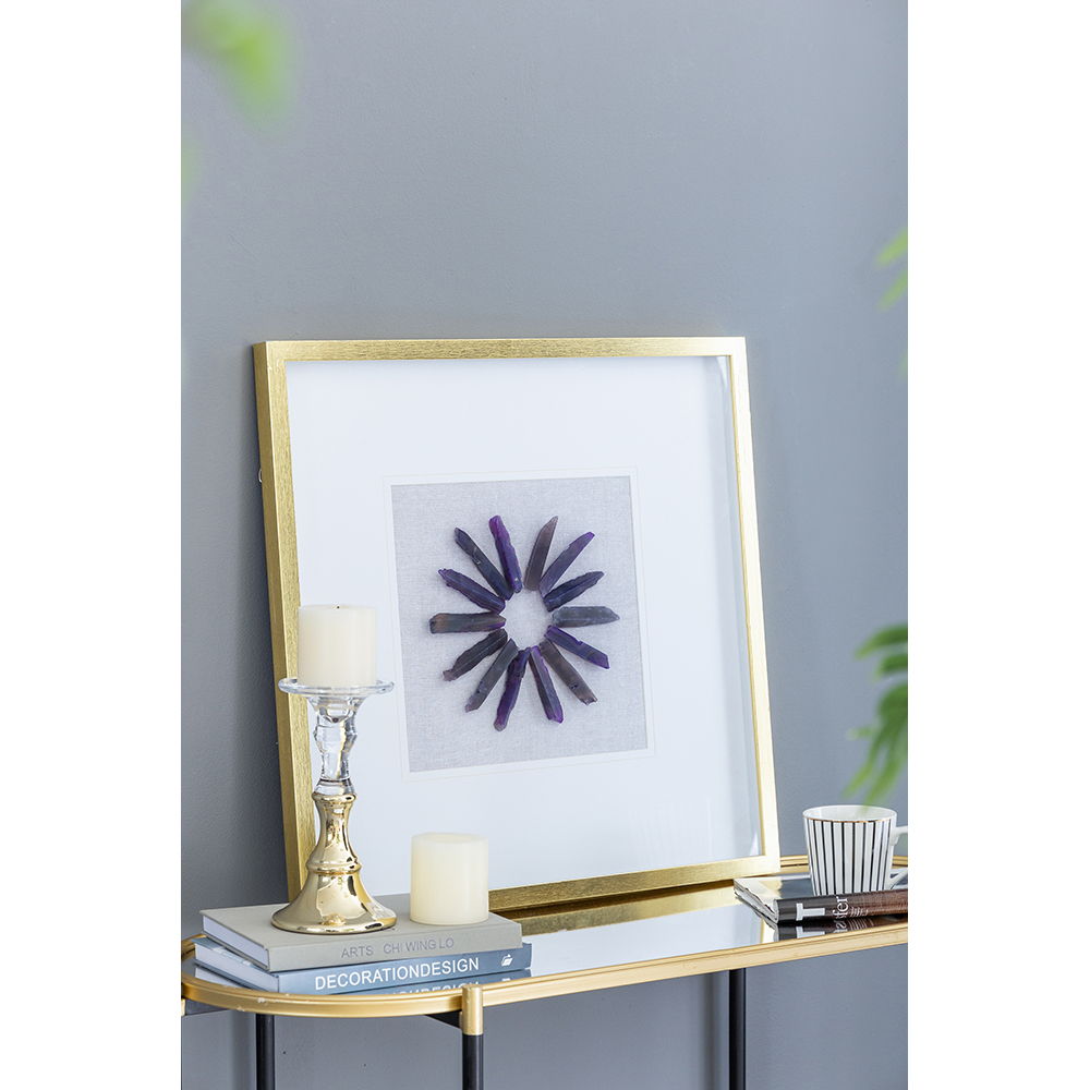 Grace Purple Agate Shadow Boxes Wall Art Set of 2, multicolor agate sunburst inside a gold frame on Tampa Home & Garden Store