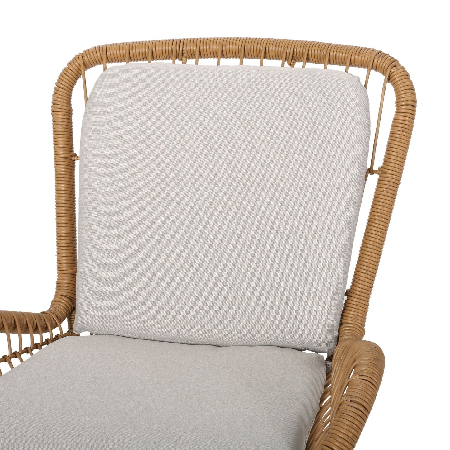 Outdoor wicker club chair with beige cushions, rattan frame HouseOfZazla on Tampa Home & Garden Store