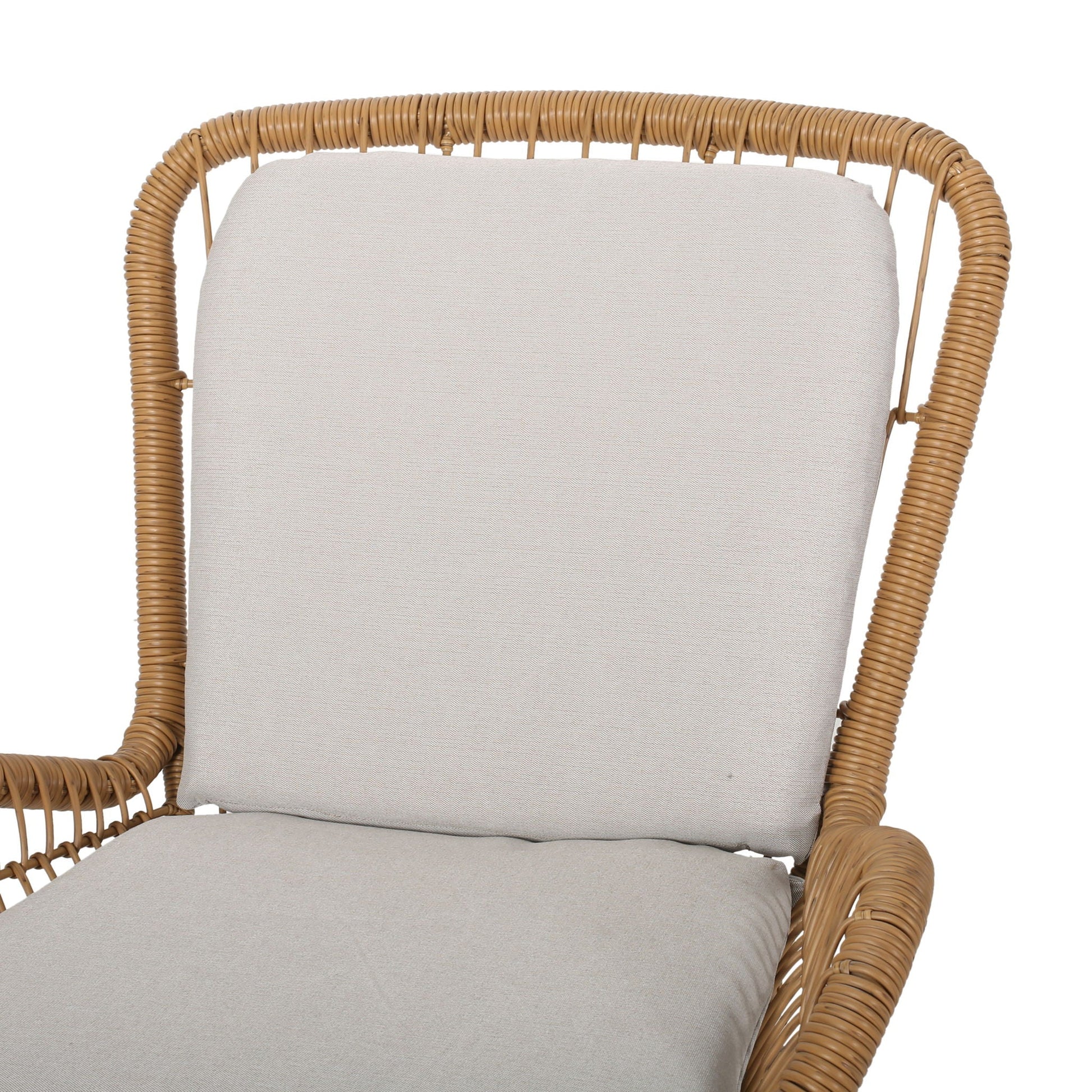 Outdoor wicker club chair with beige cushions, rattan frame HouseOfZazla on Tampa Home & Garden Store