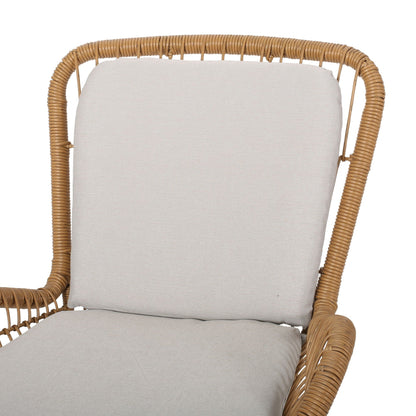 Outdoor wicker club chair with beige cushions, rattan frame HouseOfZazla on Tampa Home & Garden Store