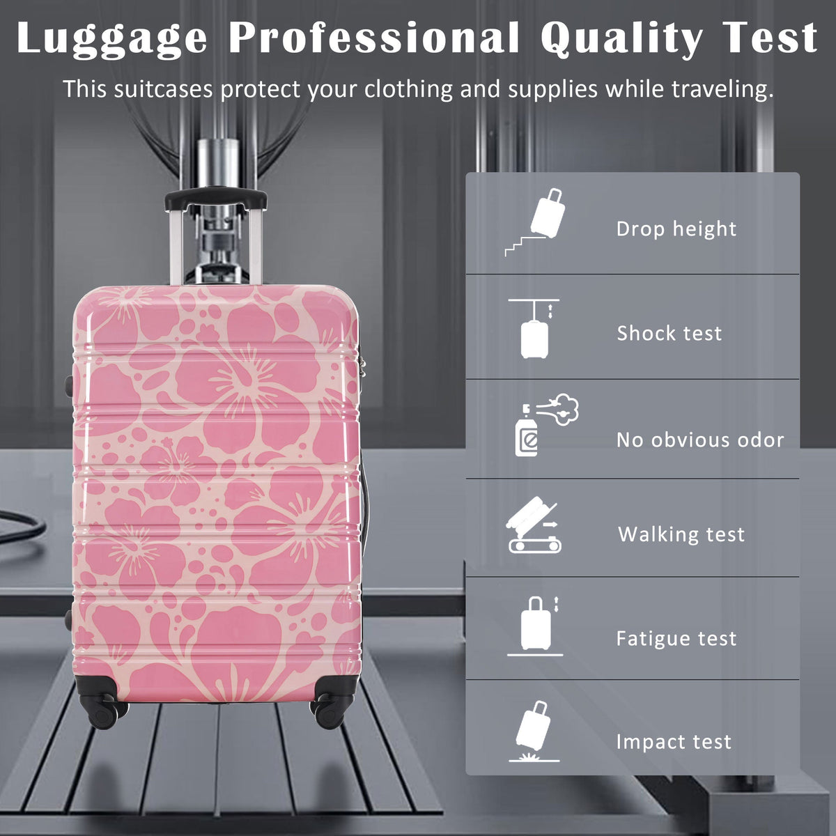 Hardside luggage set 3-piece pink floral spinner with TSA lock by HouseOfZazla on Tampa Home & Garden Store