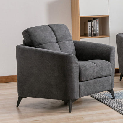 Callie woven fabric arm chair by HouseOfZazla in charcoal gray with tapered legs on Tampa Home & Garden Store