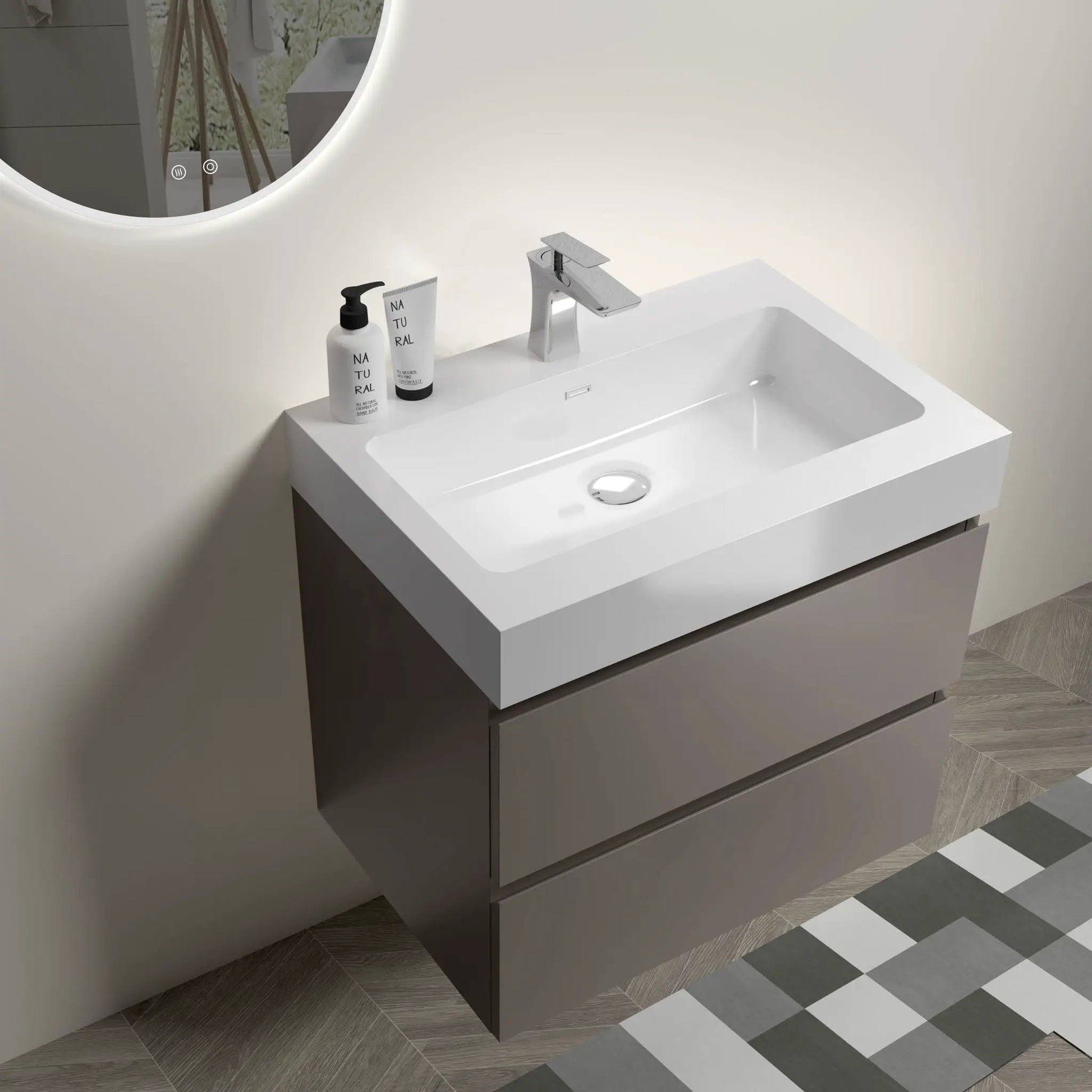 Alice bathroom vanity with one-piece sink, wall-mounted floating, base Unique Piece Furniture on Tampa Home & Garden Store