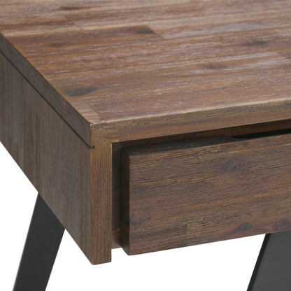 Handcrafted Acacia Desk And Drawer Storage writing desk in warm brown wood on Tampa Home & Garden Store