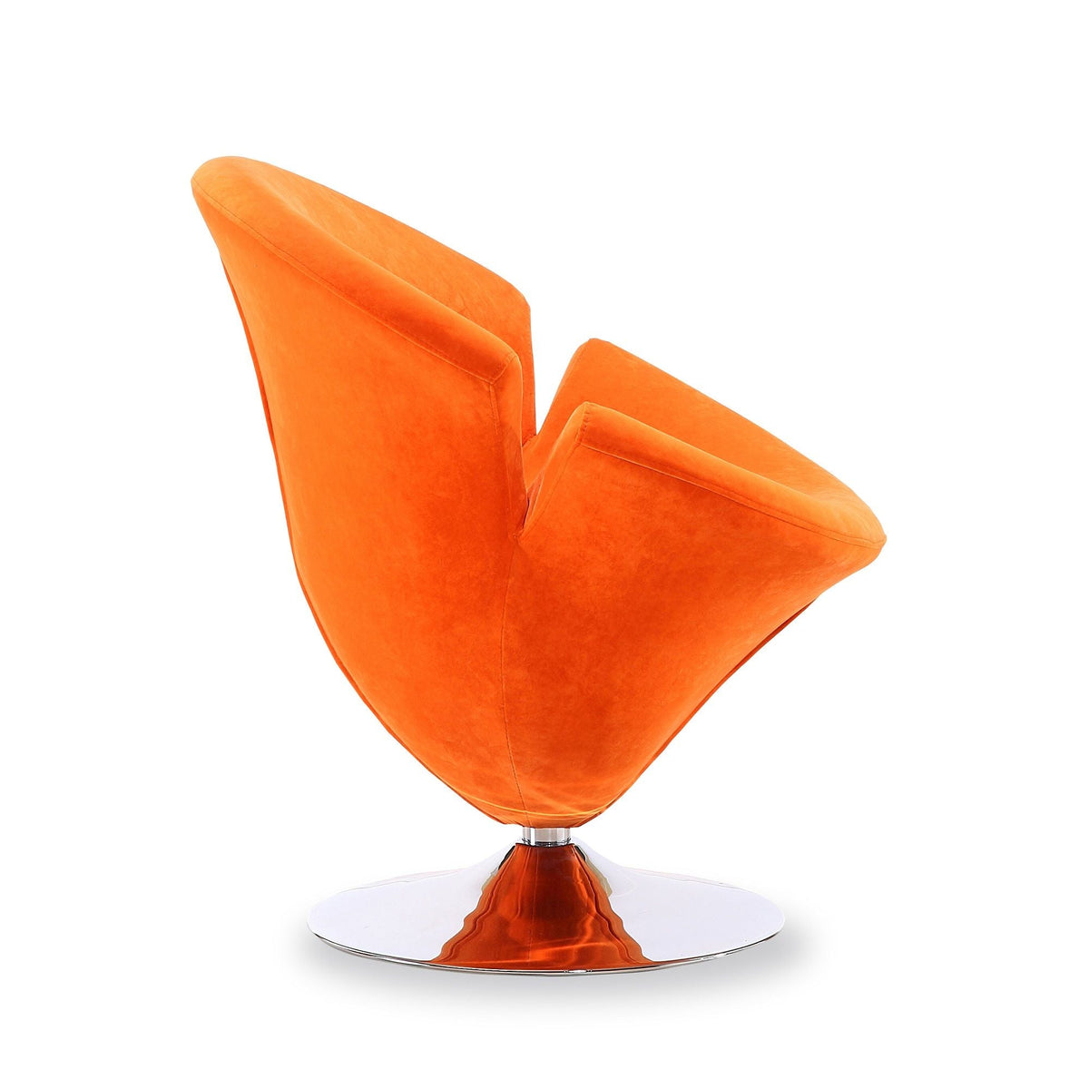 Tulip Swivel Lounge Chair orange with chrome pedestal base 360° rotation HouseOfZazla on Tampa Home & Garden Store
