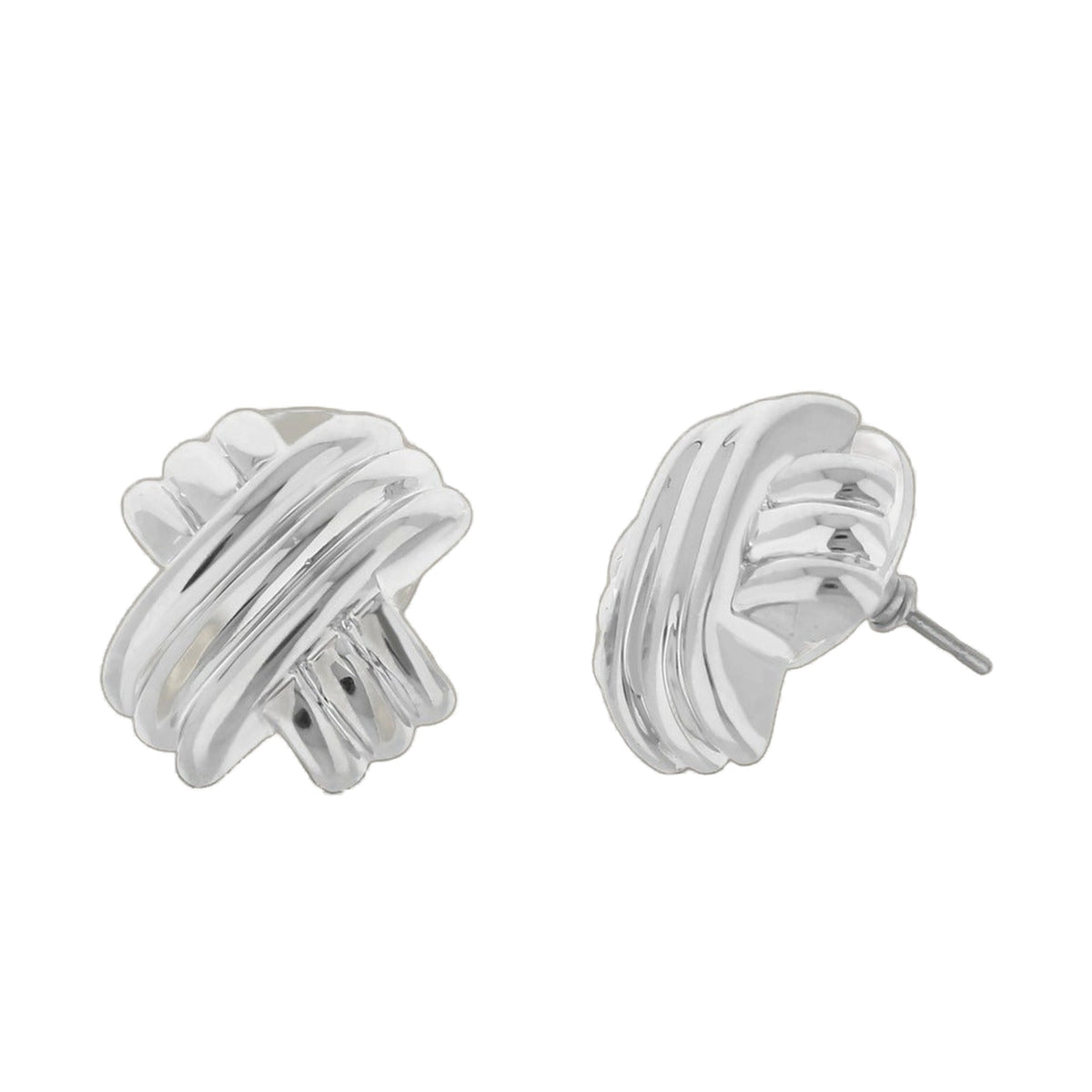 Socialite Earrings pair, silver-tone twisted knot studs on Tampa Home & Garden Store