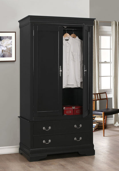 Chifforobe armoire in black finish with hanging bar and bottom drawers by HouseOfZazla on Tampa Home & Garden Store
