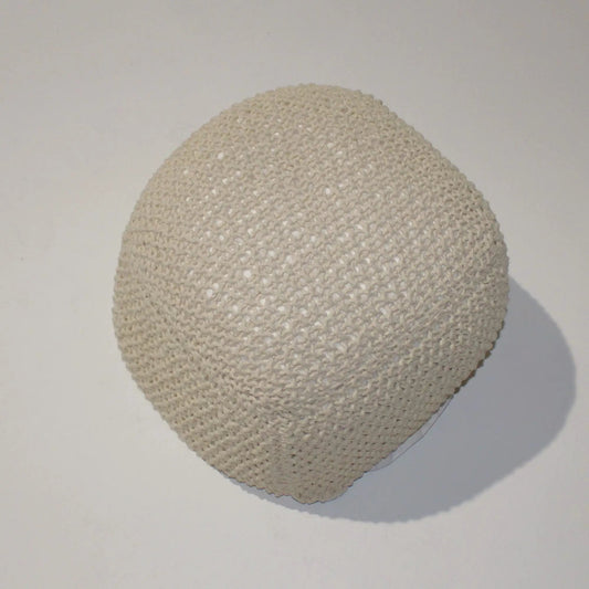 Semi rounded pouf beige cable-knitted accent seating by Unique Piece Furniture on Tampa Home & Garden Store