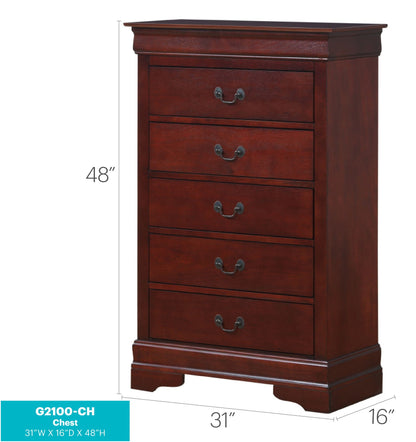 Classic Carved Accent Chest with English Dovetail Drawers in dark red finish HouseOfZazla on Tampa Home & Garden Store