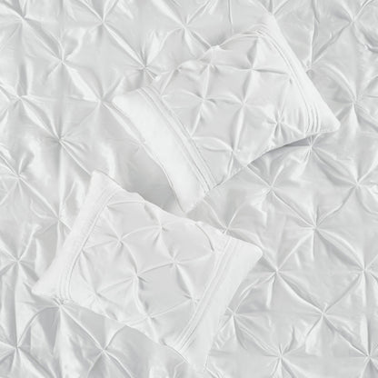 7 Piece Tufted Comforter Set White by HouseOfZazla, tufted quilted bedding with two pillows on Tampa Home & Garden Store
