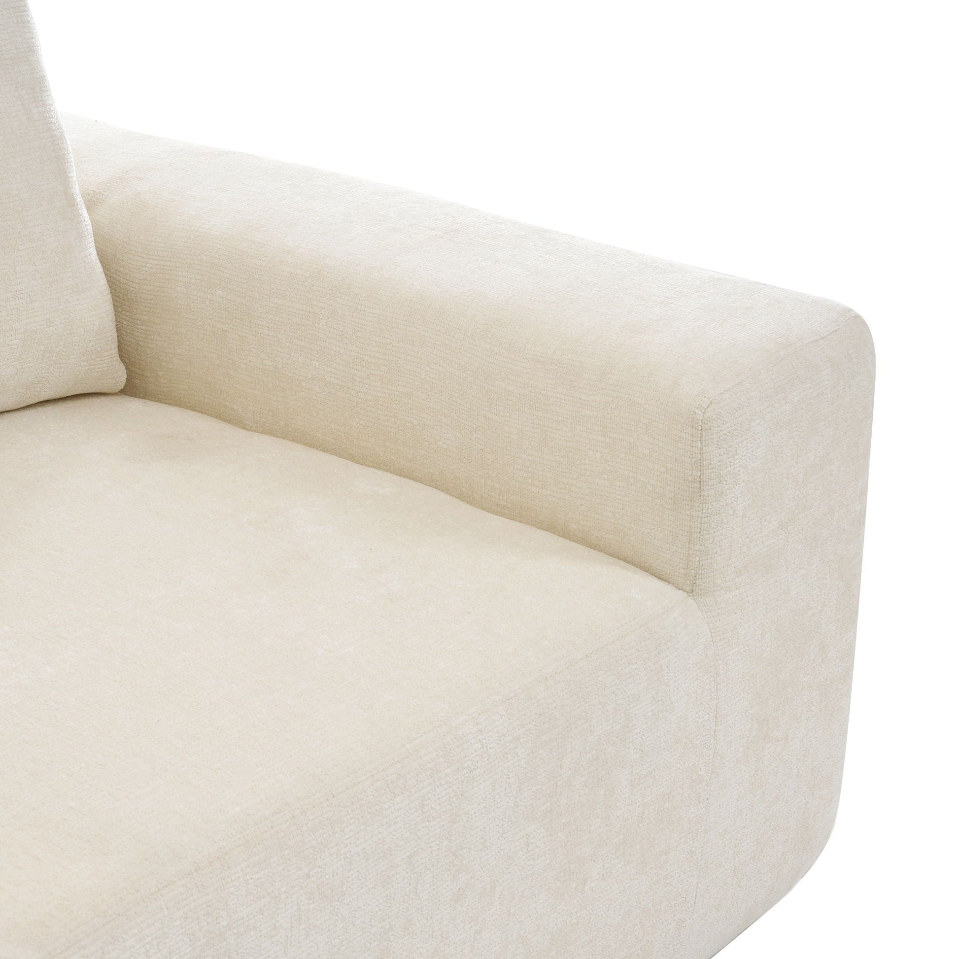 Modular Cloud Sectional Sofa Set arm closeup in beige textured fabric on Tampa Home & Garden Store