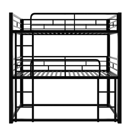 Triple bunk bed frame by HouseOfZazla in black metal with sturdy build and space-saving design on Tampa Home & Garden Store