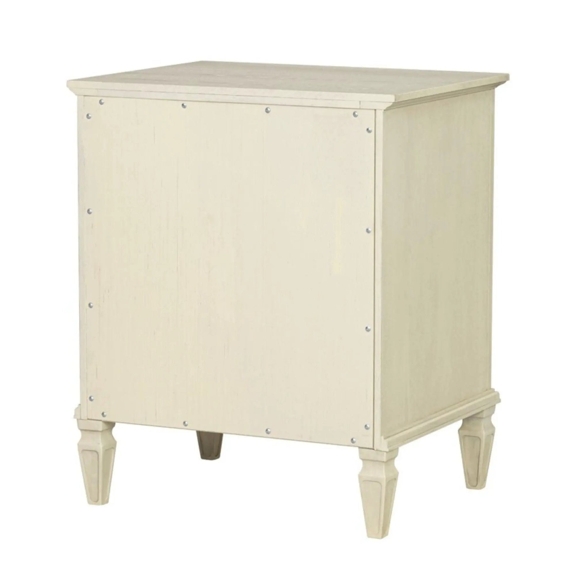 Victoria nightstand with open storage, cream finish, turned legs on Tampa Home & Garden Store