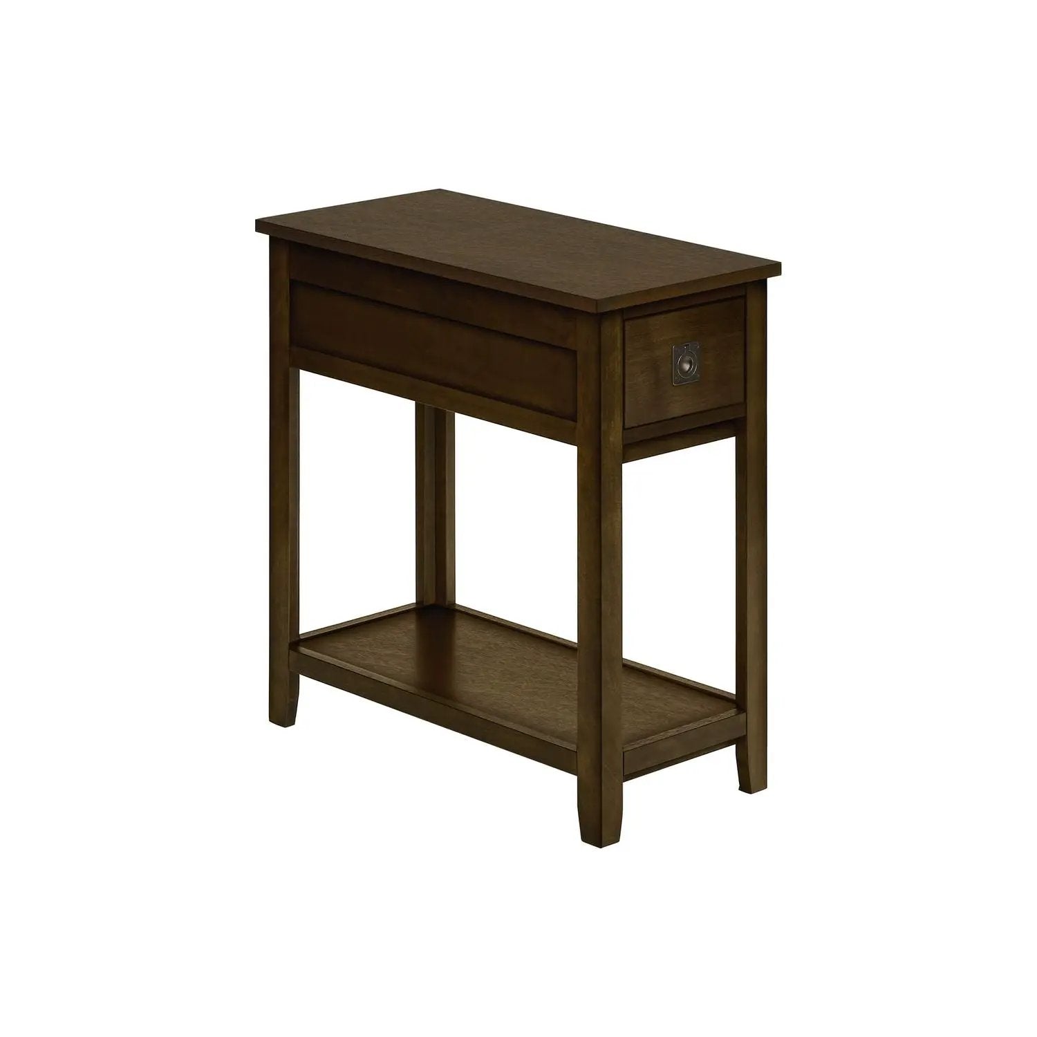 Accent End Table 2-Tier narrow dark wood end table with drawer and lower shelf on Tampa Home & Garden Store