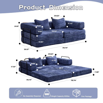 Convertible Floor Sofa Bed with Armrest