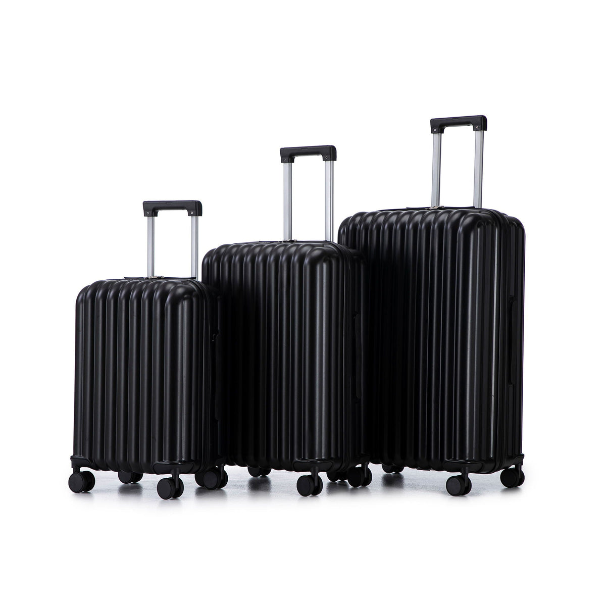 3-piece HouseOfZazla luggage set ribbed black with telescoping handles and spinner wheels on Tampa Home & Garden Store