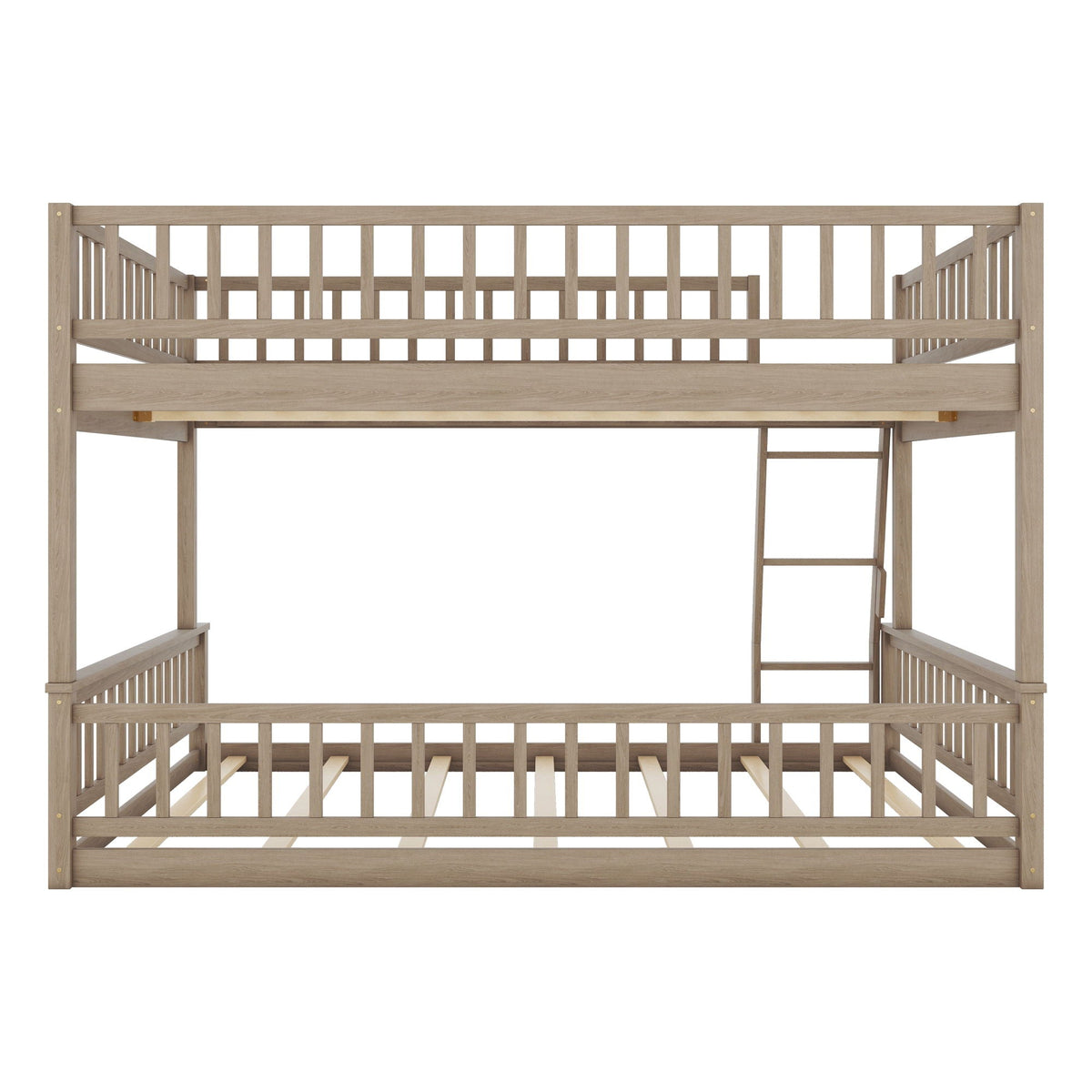 Bunk Bed With Ladder And Guardrails in natural wood finish by HouseOfZazla on Tampa Home & Garden Store
