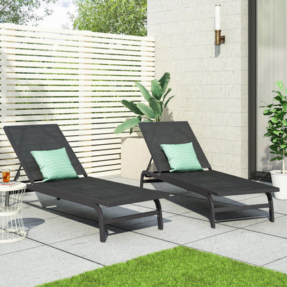 Finn Contemporary Chaise Lounge by HouseOfZazla, dark frame with black mesh outdoor on Tampa Home & Garden Store