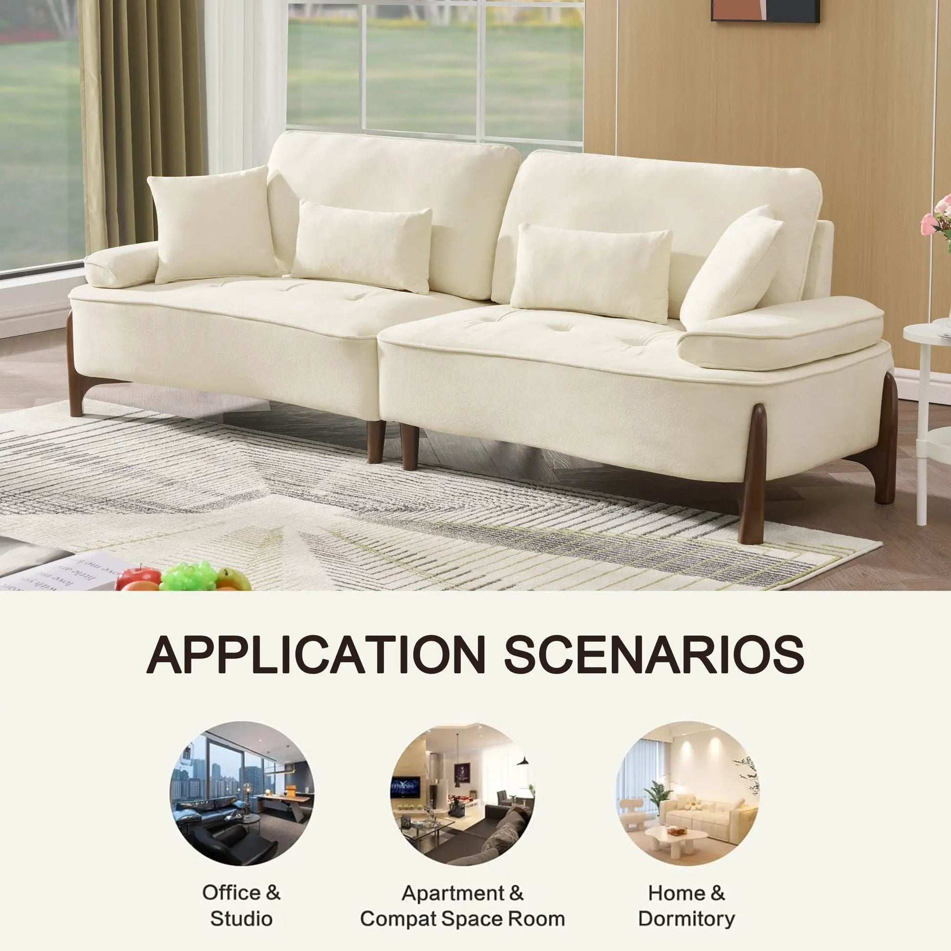 Comfortable Deep Seated Sofa With Pillows in cream fabric, stationary by Unique Piece Furniture on Tampa Home & Garden Store