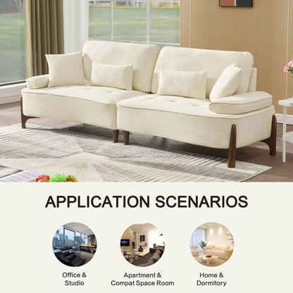 Comfortable Deep Seated Sofa With Pillows in cream fabric, stationary by Unique Piece Furniture on Tampa Home & Garden Store