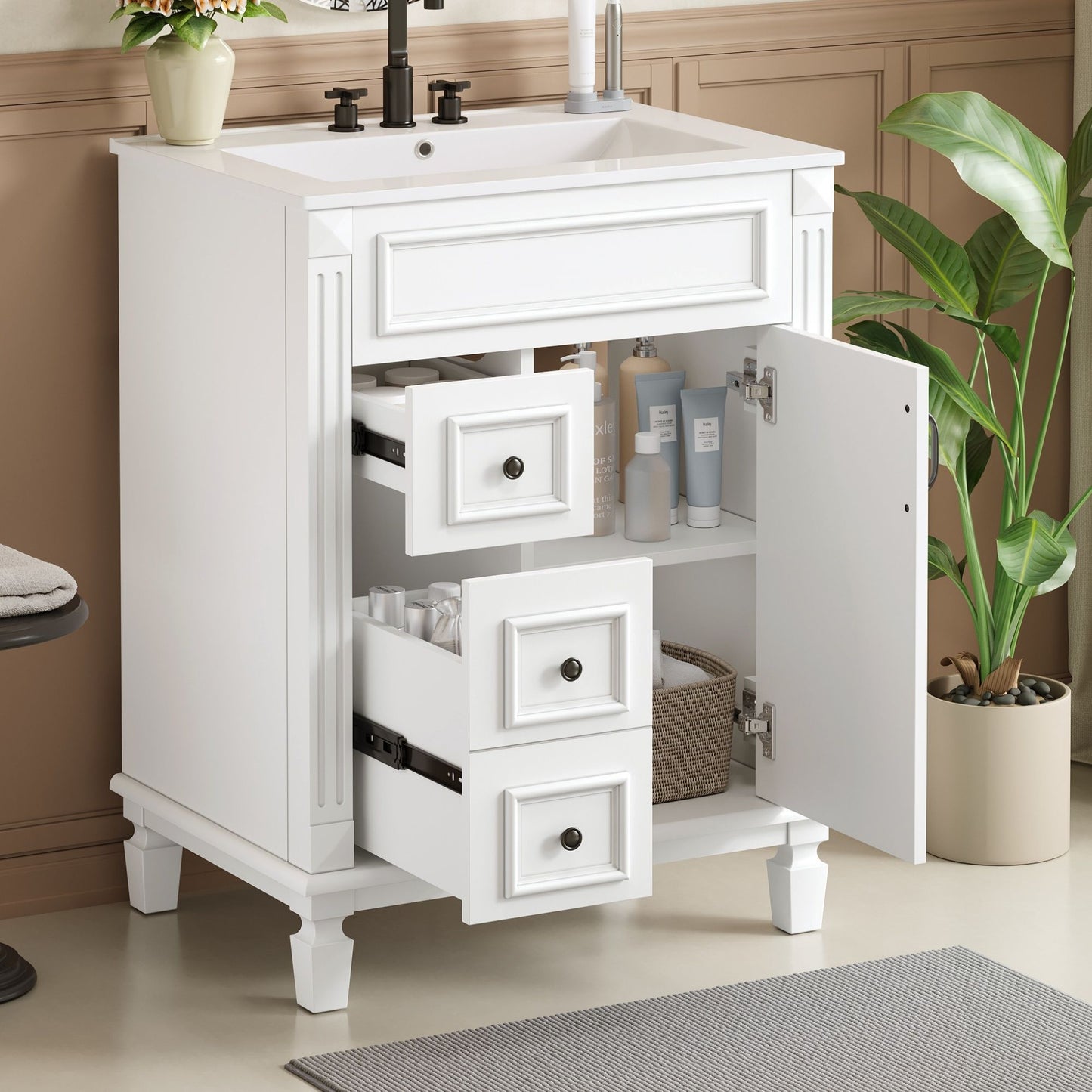 Bathroom vanity with sink, white finish, 2-drawer cabinet by Unique Piece Furniture on Tampa Home & Garden Store