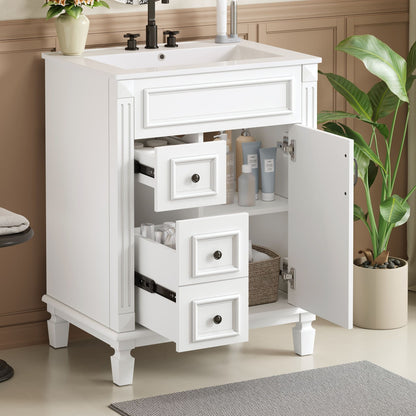 Bathroom vanity with sink, white finish, 2-drawer cabinet by Unique Piece Furniture on Tampa Home & Garden Store