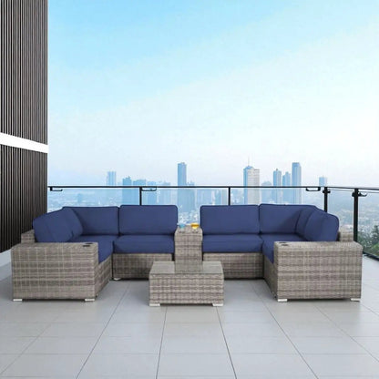 Modern patio rattan sectional 2-piece outdoor set with cushions by Unique Piece Furniture on Tampa Home & Garden Store