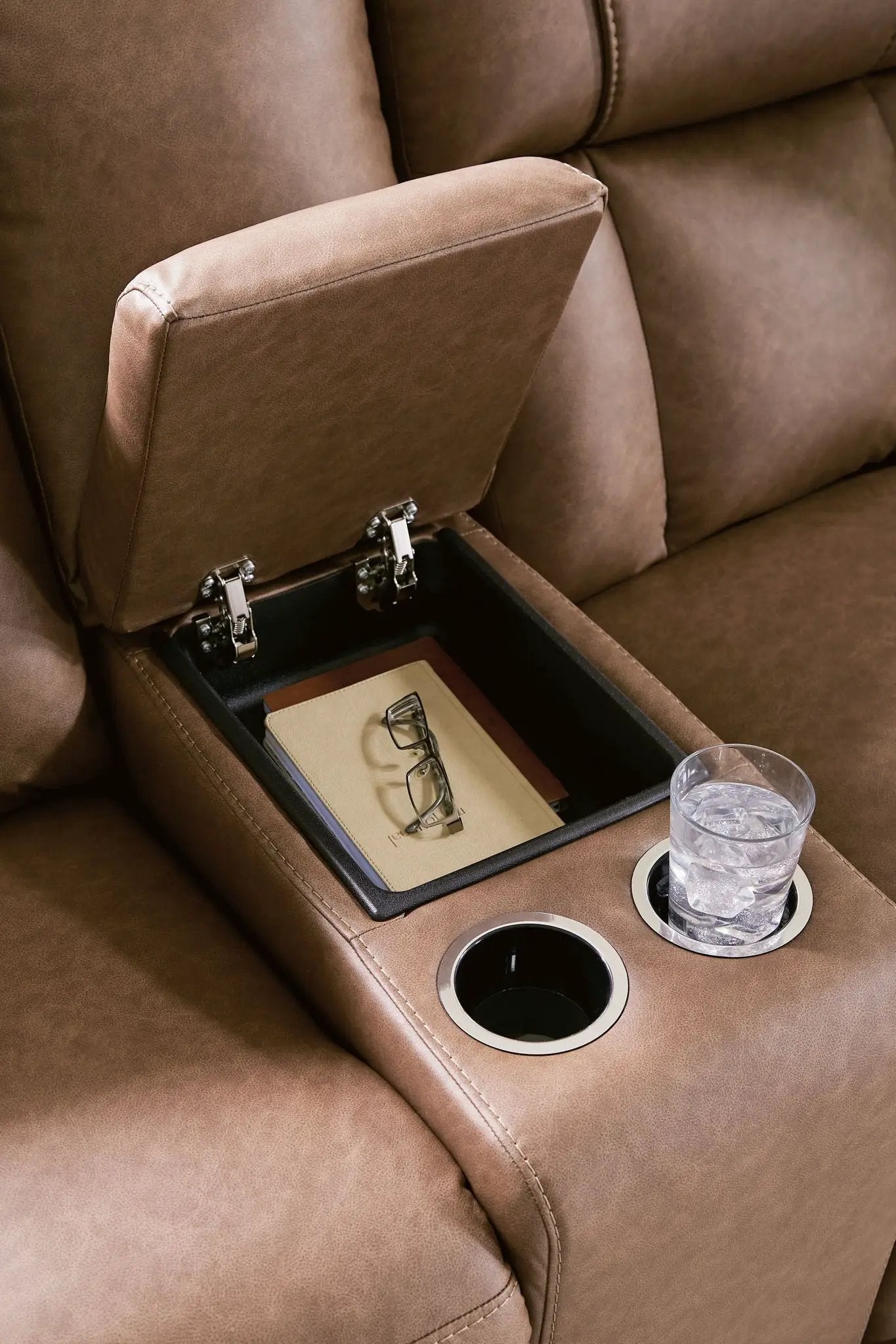 Double Reclining Loveseat With Console Caramel
