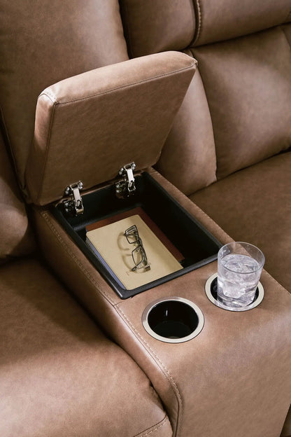 Double Reclining Loveseat With Console Caramel