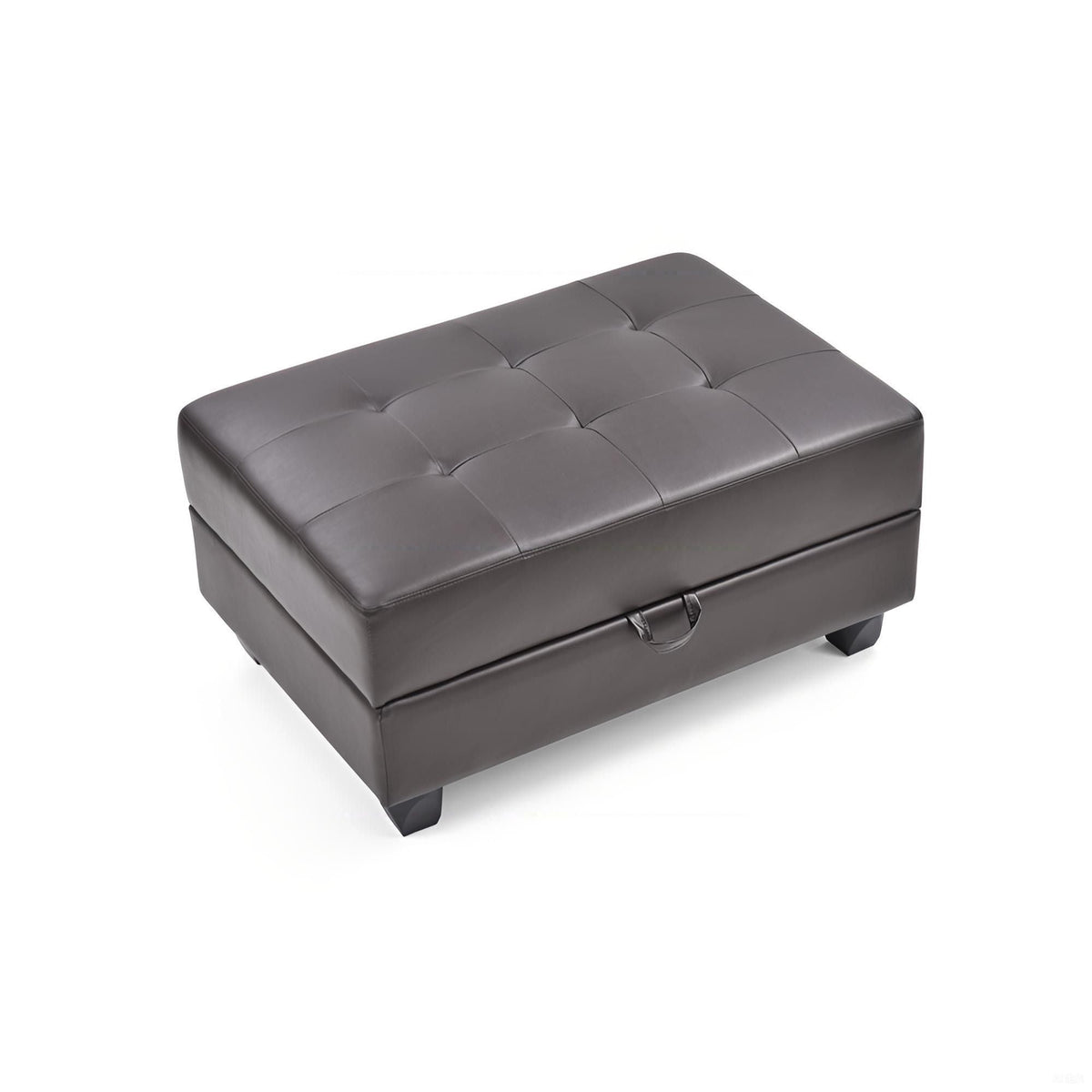 Dark brown tufted storage ottoman with lid, faux leather by HouseOfZazla Revere on Tampa Home & Garden Store