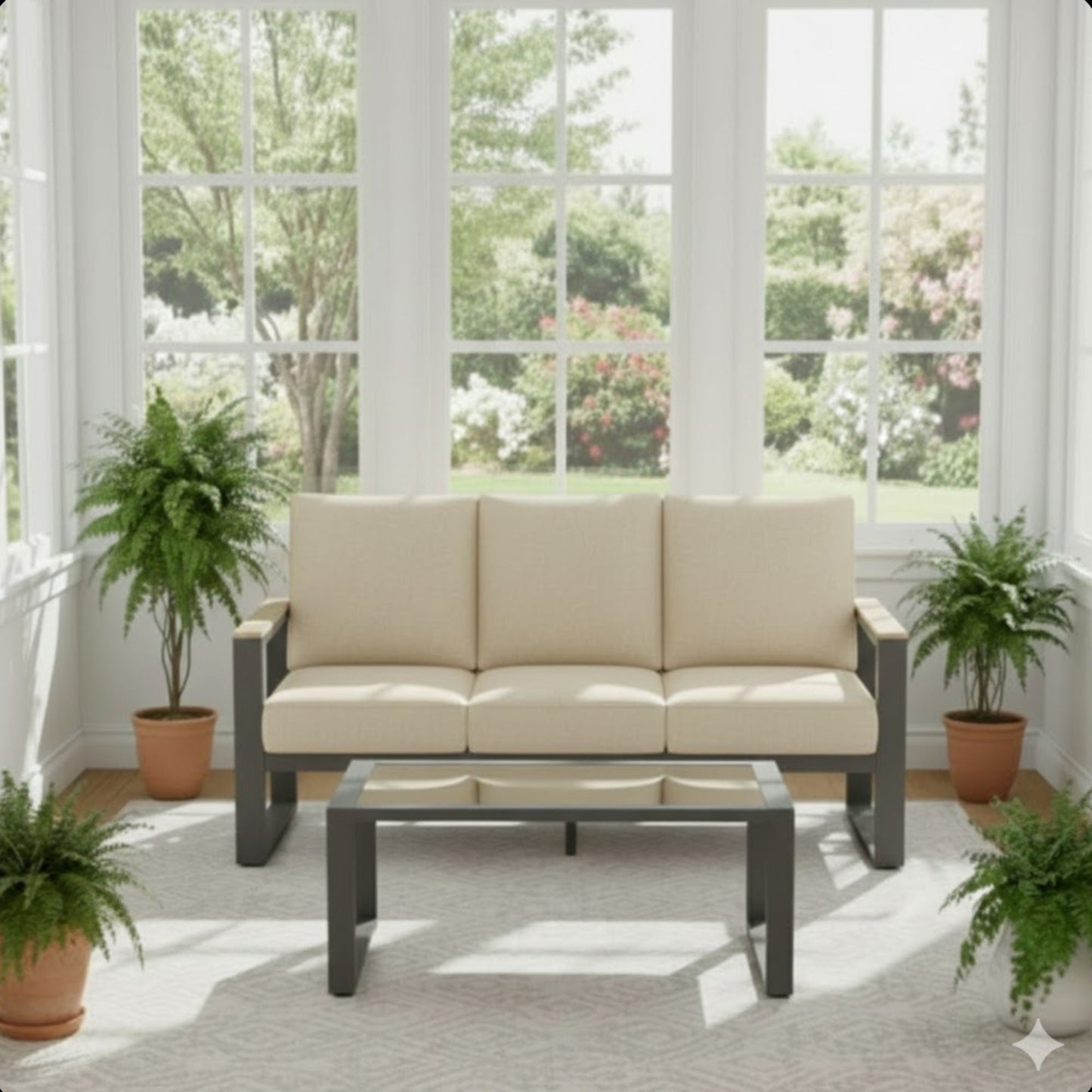 Modern Outdoor Sofa Set with the Coffee Table
