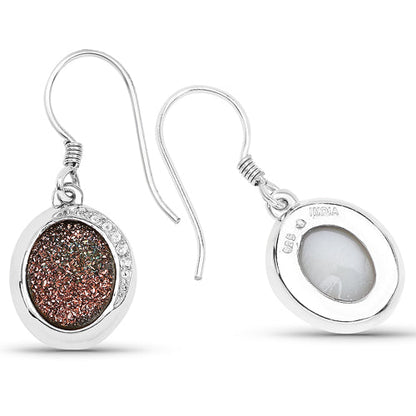 Earrings 4.72 ct copper bloom drusy with white topaz in .925 sterling silver by Bids.com on Tampa Home & Garden Store