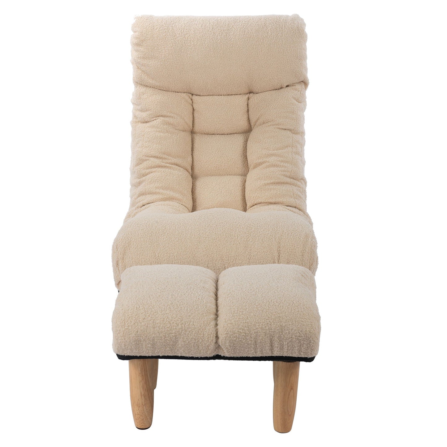 Reclining chair & ottoman by HouseOfZazla in beige plush with wooden legs on Tampa Home & Garden Store