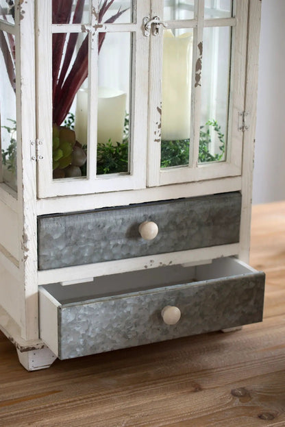Wooden Lantern for Indoor and Outdoor Ivory Decor
