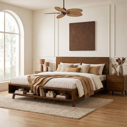 Solid Walnut King Platform Bed With Storage
