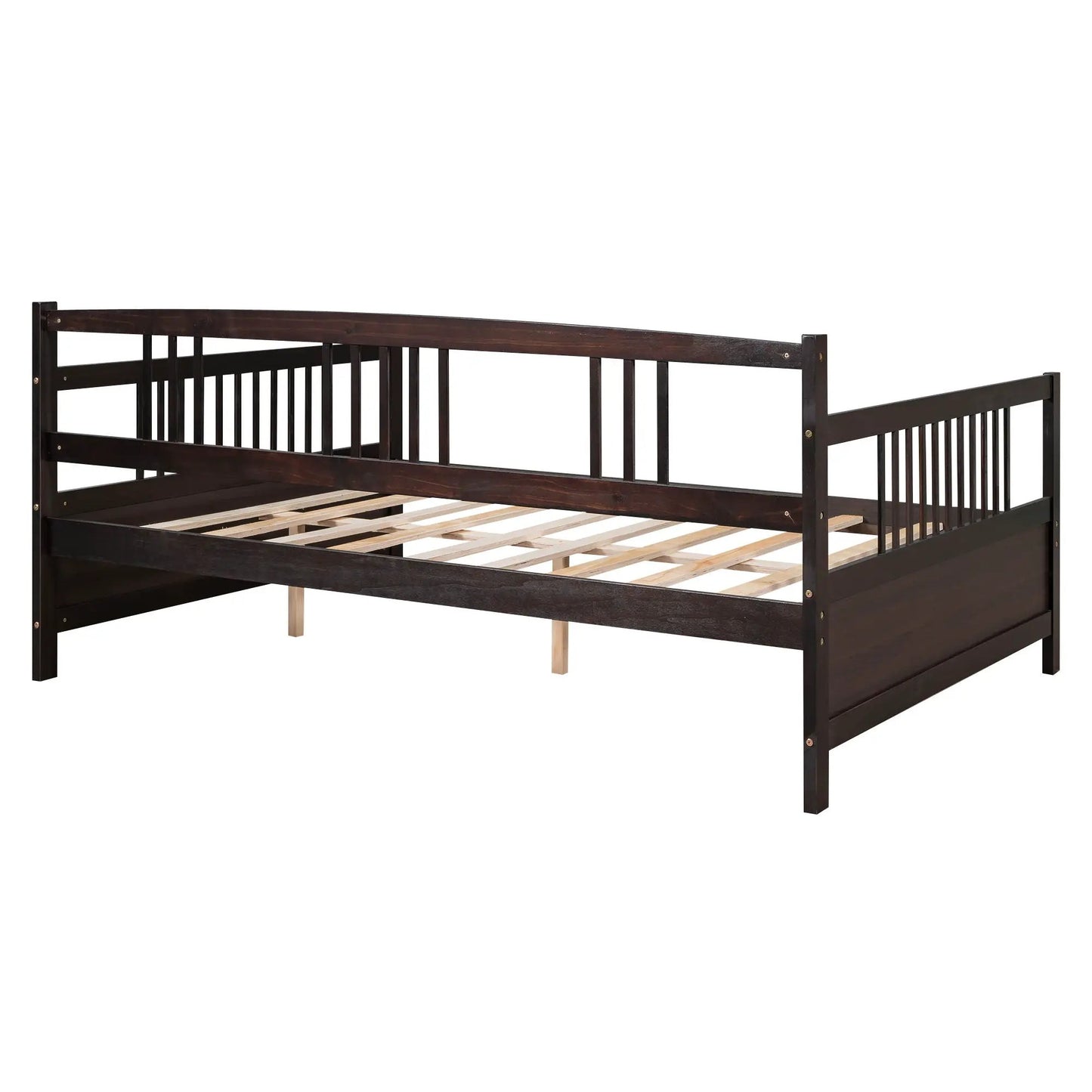 Multifunctional daybed frame in dark wood with slatted sides by Unique Piece Furniture on Tampa Home & Garden Store